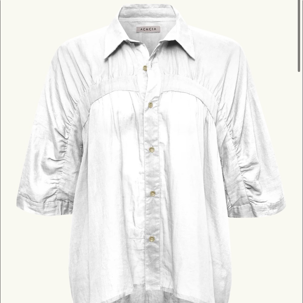 Acacia Swimwear Derby top. Button down, crop top. Color: White. Size L.